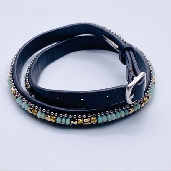 Stella & Dot Sierra Black Leather Wrap Bracelet - Picture 10 of 11